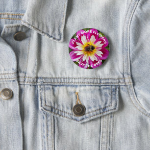 Badge Rond 5 Cm Sauvez le bourdon des abeilles sur la fleur rose D