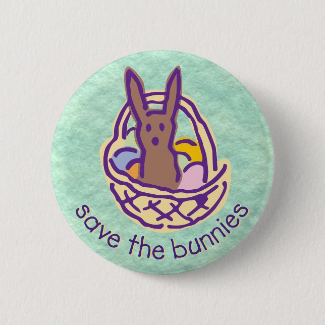 Badge Rond 5 Cm Sauvez le bouton de lapins (Devant)