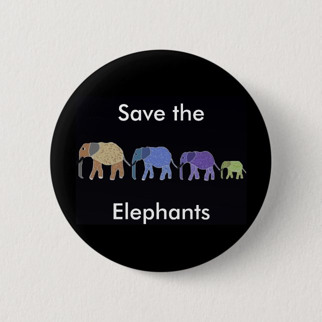 Badge Rond 5 Cm Sauvez le bouton d'éléphants (Devant)
