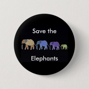 Badge Rond 5 Cm Sauvez le bouton d'éléphants
