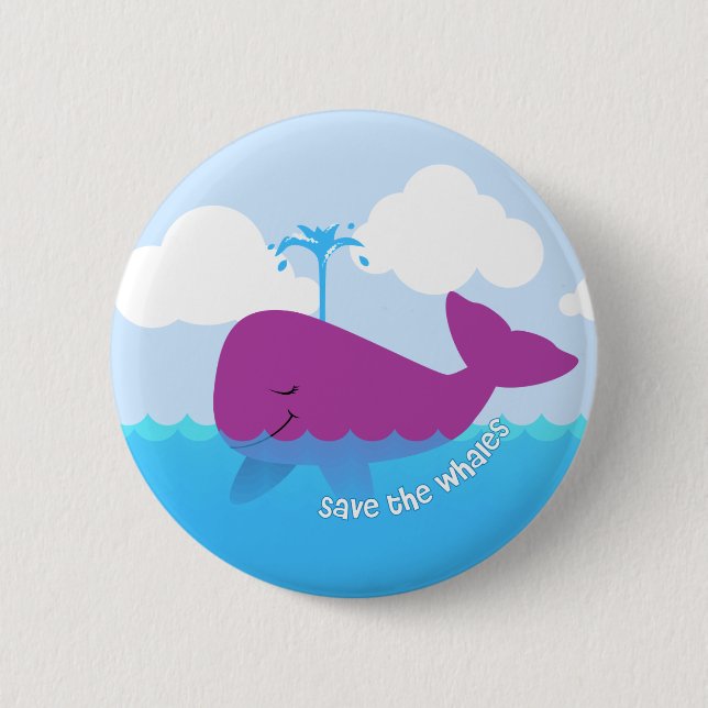 Badge Rond 5 Cm Sauvez le bouton mignon de baleines (Devant)