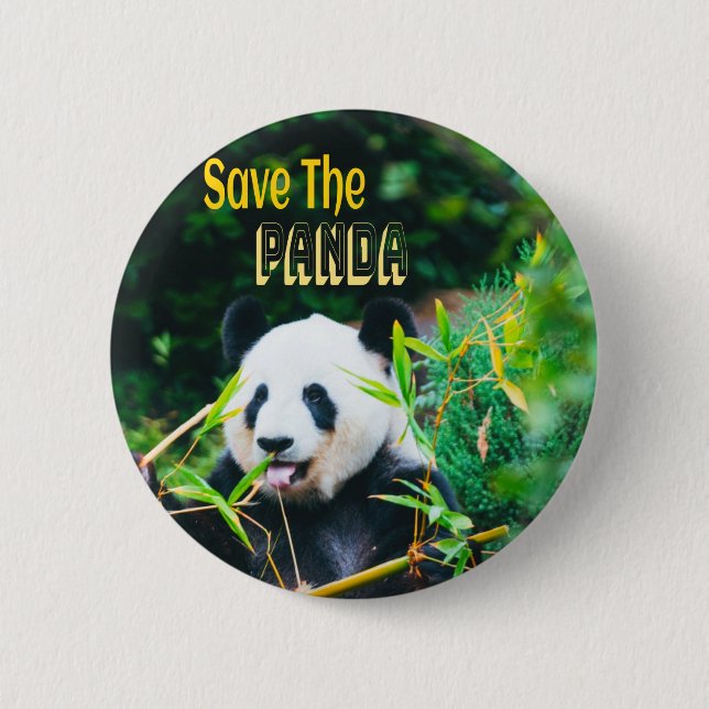 Badge Rond 5 Cm Sauvez Le Panda (Devant)