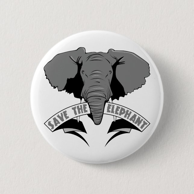 Badge Rond 5 Cm Sauvez l'éléphant (Devant)