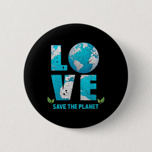 Badge Rond 5 Cm Sauvez L'Erde D'Amour Planète Sauvez L'Environneme