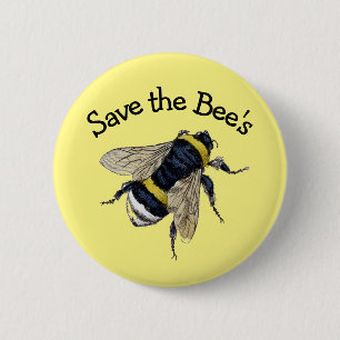 Badge Rond 5 Cm Sauvez les abeilles, activisme,