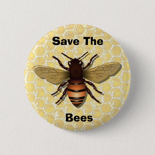 Badge Rond 5 Cm Sauvez les abeilles, bouton humain (Devant)