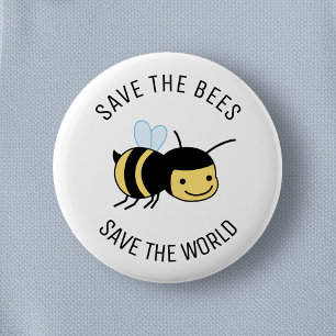 Badge Rond 5 Cm Sauvez les abeilles, Joyeuse petite abeille