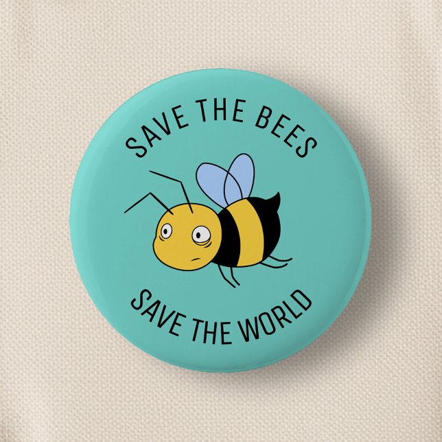 Badge Rond 5 Cm Sauvez les abeilles, l'abeille fatiguée du travail (Créateur téléchargé)