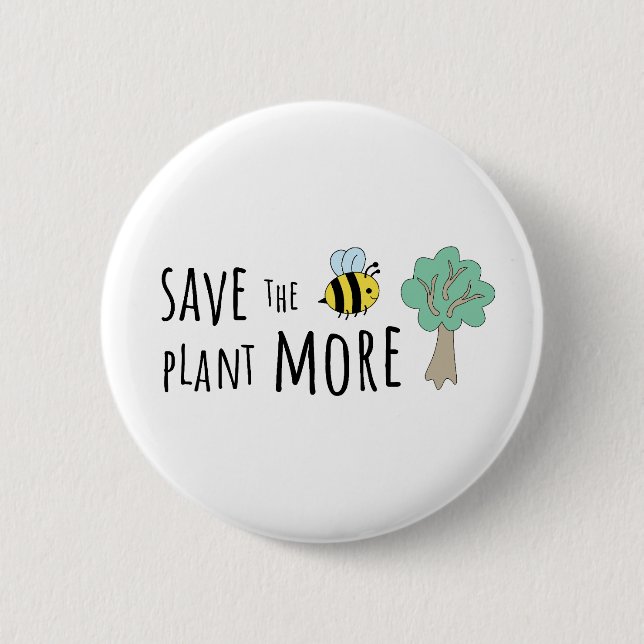 Badge Rond 5 Cm Sauvez les abeilles, Plante plus d'arbres! (Devant)