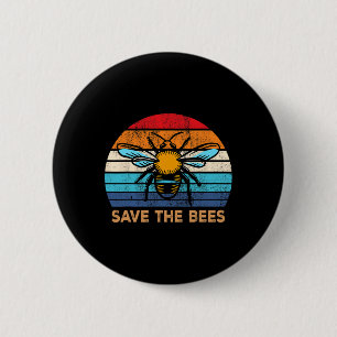 Badge Rond 5 Cm Sauvez les abeilles Rétro Changement Climatique Vi