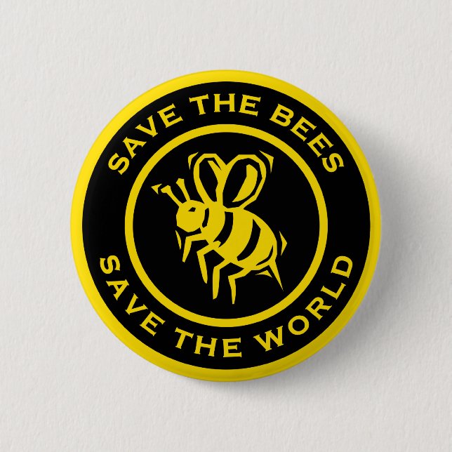 Badge Rond 5 Cm Sauvez les abeilles sauvent le monde (Devant)