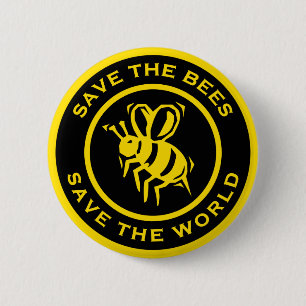 Badge Rond 5 Cm Sauvez les abeilles sauvent le monde