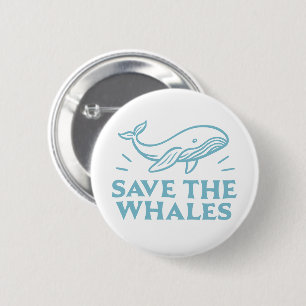 Badge Rond 5 Cm Sauvez les baleines jolie esthétique rétro