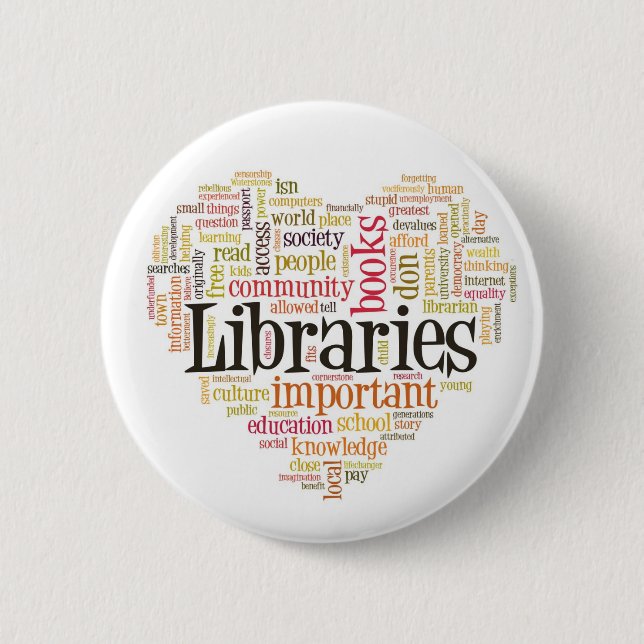 Badge Rond 5 Cm Sauvez les bibliothèques 1 (Devant)
