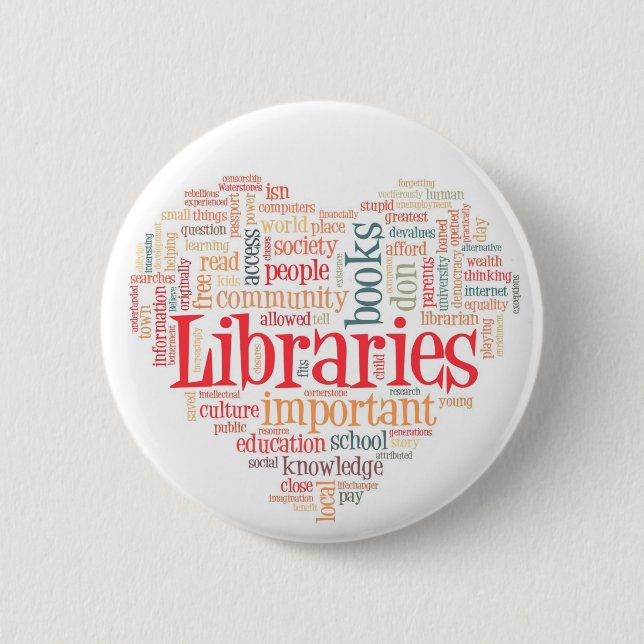 Badge Rond 5 Cm Sauvez les bibliothèques 2 (Devant)