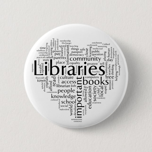 Badge Rond 5 Cm Sauvez les bibliothèques 4 (Devant)