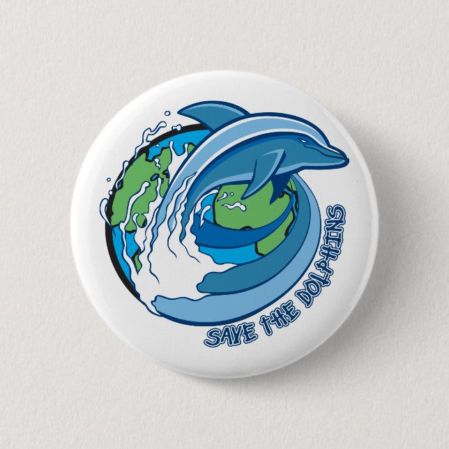 Badge Rond 5 Cm Sauvez les dauphins (Devant)