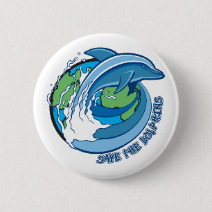 Badge Rond 5 Cm Sauvez les dauphins
