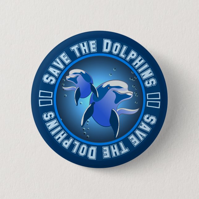 Badge Rond 5 Cm Sauvez les dauphins (Devant)