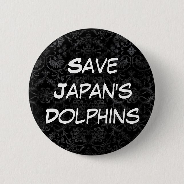 Badge Rond 5 Cm Sauvez les dauphins du Japon (Devant)