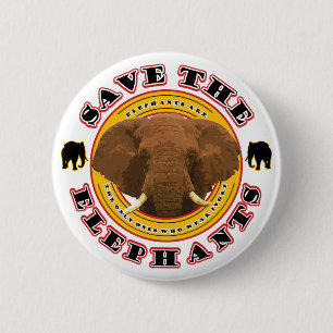 Badge Rond 5 Cm Sauvez les éléphants
