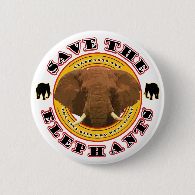 Badge Rond 5 Cm Sauvez les éléphants (Devant)