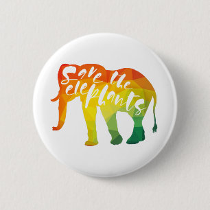 Badge Rond 5 Cm Sauvez les éléphants. Calligraphie, art graphiqu