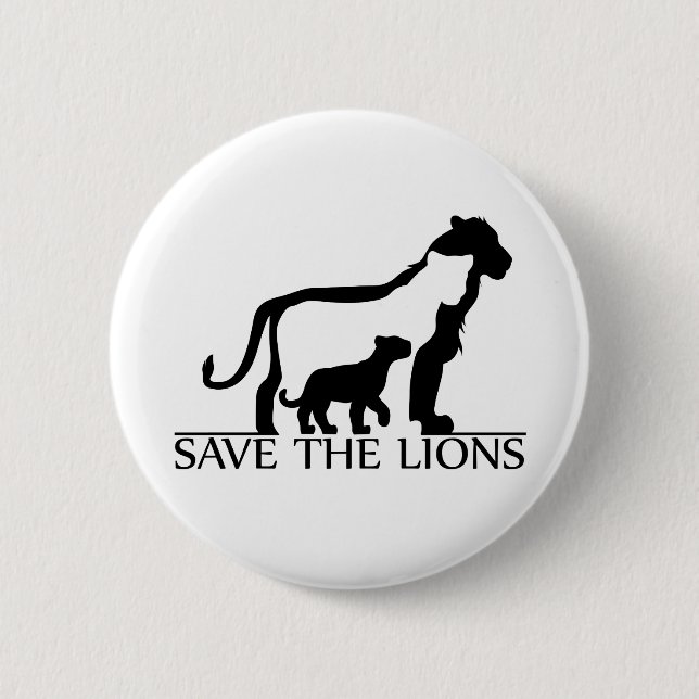 Badge Rond 5 Cm Sauvez les lions (Devant)