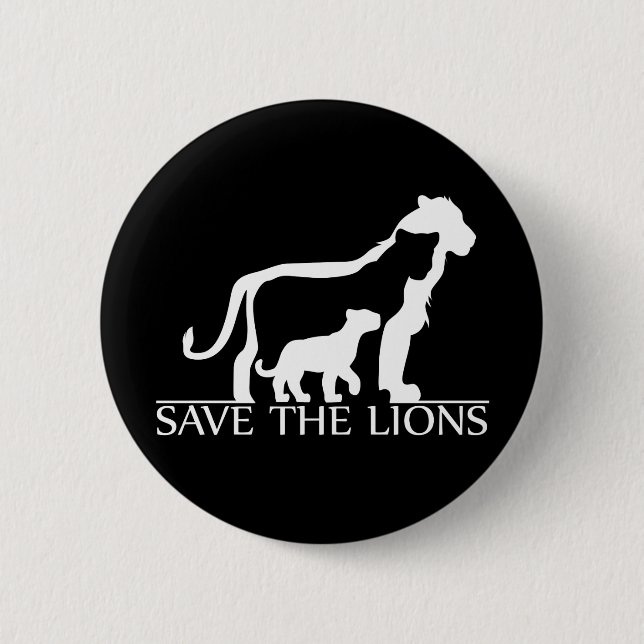 Badge Rond 5 Cm Sauvez les lions (blancs) (Devant)