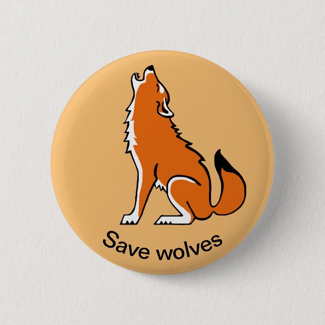 Badge Rond 5 Cm Sauvez les loups - Animaux en voie de disparition  (Devant)