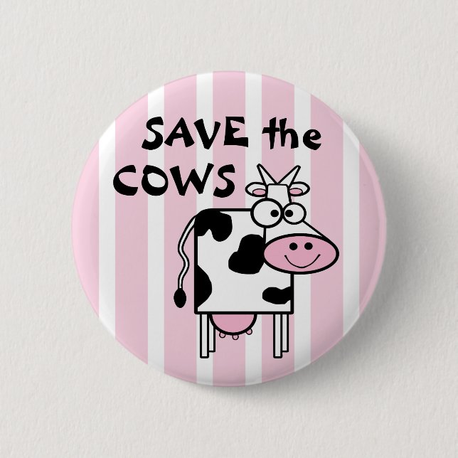 Badge Rond 5 Cm Sauvez les mignons droits des animaux des vaches (Devant)