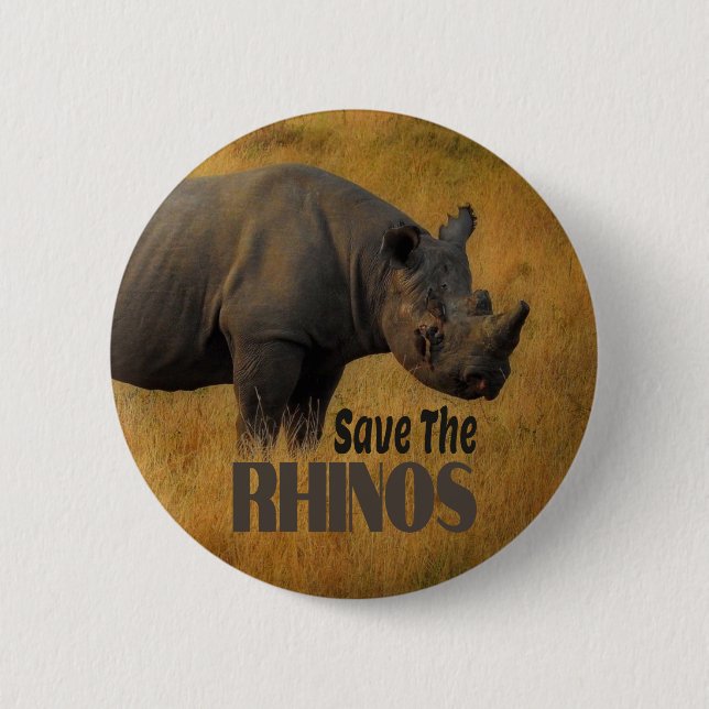 Badge Rond 5 Cm Sauvez Les Rhinos (Devant)