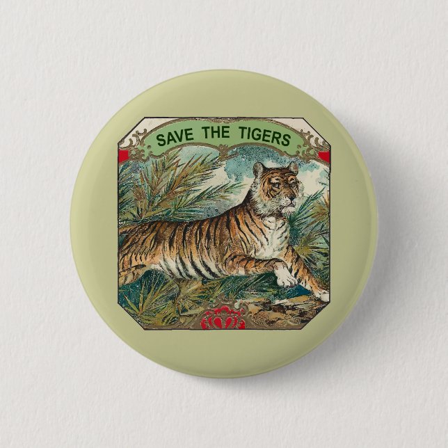 Badge Rond 5 Cm Sauvez les tigres (Devant)