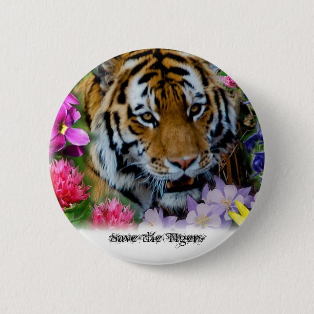 Badge Rond 5 Cm Sauvez les tigres (Devant)