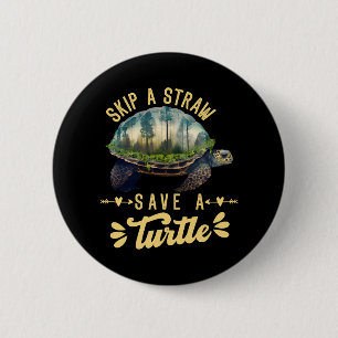 Badge Rond 5 Cm Sauvez les tortues Protection De l'environnement O
