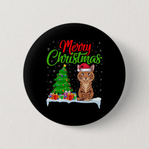 Badge Rond 5 Cm Savannah Chat Feux de Noël Lumières Noël Savannah