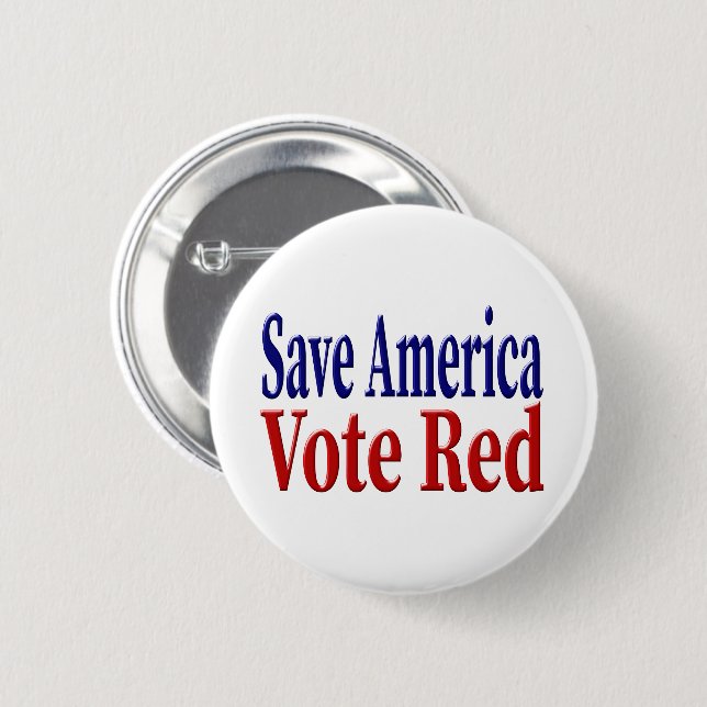 Badge Rond 5 Cm Save America Vote Red avec le texte bleu rouge (Devant & derrière)