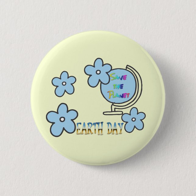Badge Rond 5 Cm Save the Planet Jour des terres Globe (Devant)