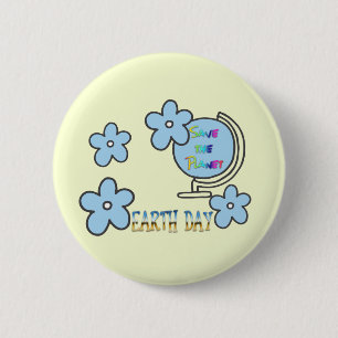 Badge Rond 5 Cm Save the Planet Jour des terres Globe