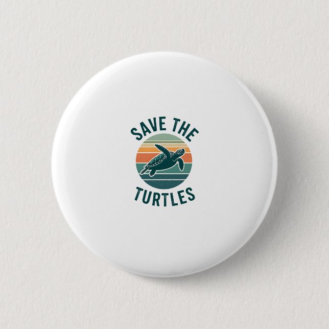 Badge Rond 5 Cm Save The Turtles Animal Turtle Pet Lover (2) (Devant)