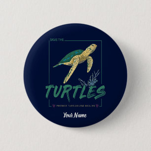 Badge Rond 5 Cm Save the Turtles for girl who just loves tortoise