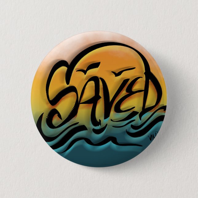Badge Rond 5 Cm Saved Sunset Faith Street Art Airbrush Style Urbai (Devant)