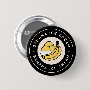 Badge Rond 5 Cm Saveur de glace à la banane rétro vintage noir