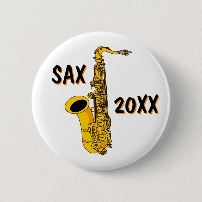 Badge Rond 5 Cm Saxophone (Devant)