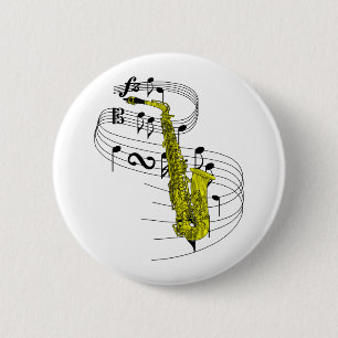 Badge Rond 5 Cm Saxophone