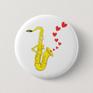 Badge Rond 5 Cm Saxophone fait sur commande chantant une sérénad