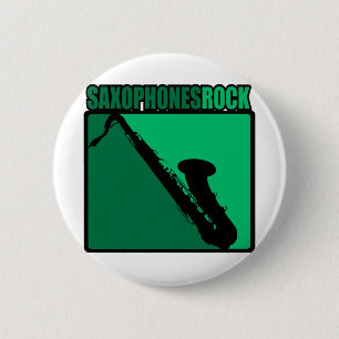 Badge Rond 5 Cm Saxophones Rock !
