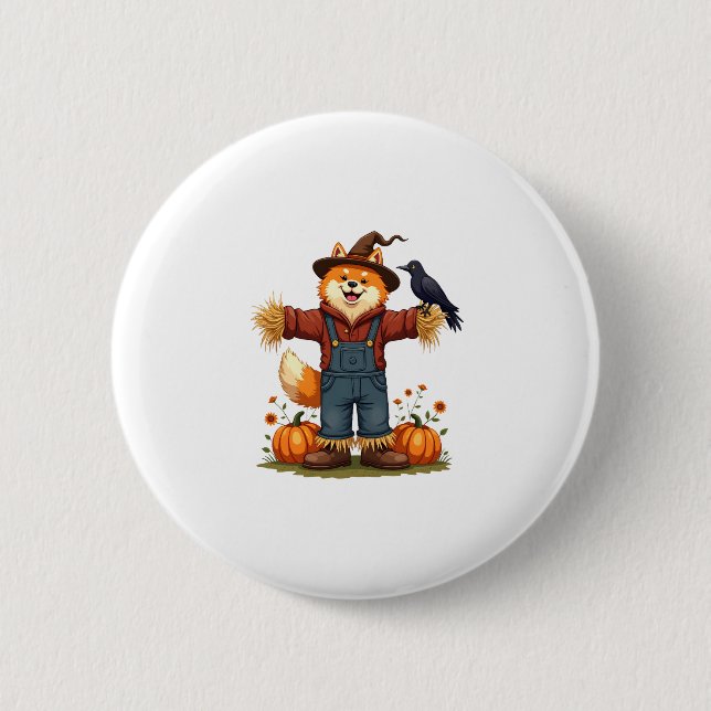 Badge Rond 5 Cm Scarecrow Samoyé Dog (Devant)