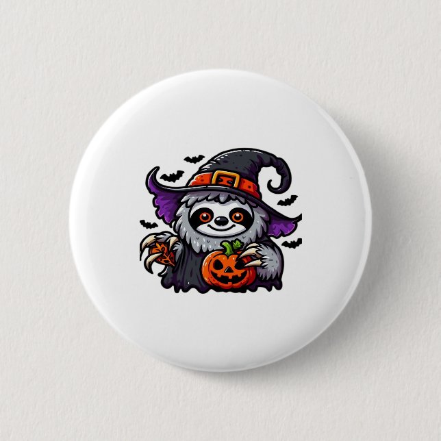 Badge Rond 5 Cm Scary Halloween Sloth Witch Costume Casquette Mer  (Devant)