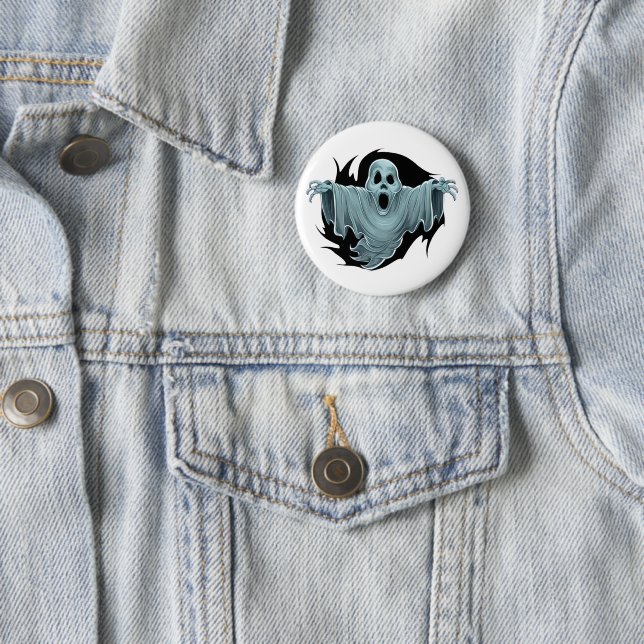 Badge Rond 5 Cm Scary Haunting Ghost (En situation)